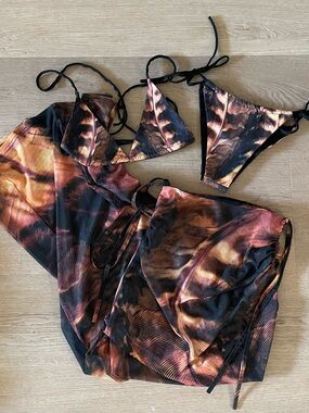 Murci Triangle Bikini Set with Cover-Up